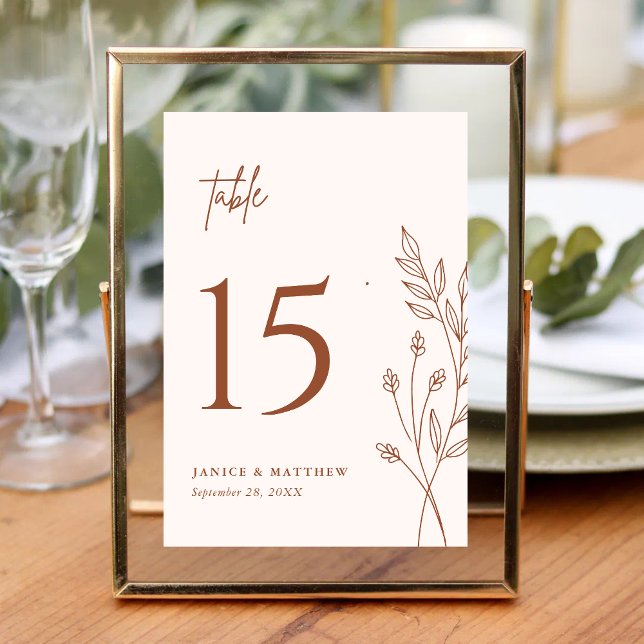 Minimalist Terracotta Burnt Orange Boho Wedding Table Number (Creator Uploaded)