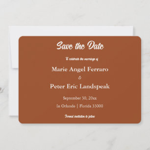 Minimalist Terracotta Burnt Orange  Save The Date