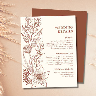 Minimalist Terracotta Burnt Orange Wedding Details Enclosure Card