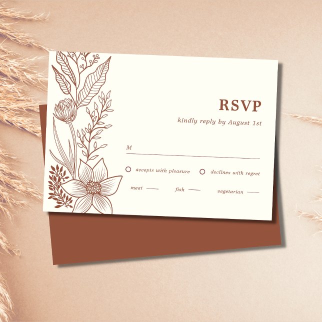 Minimalist Terracotta Burnt Orange Wedding RSVP Card (Creator Uploaded)
