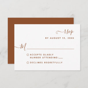 Minimalist Terracotta Calligraphy Script Wedding RSVP Card