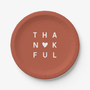 Minimalist Terracotta Copper Thanksgiving Holiday Paper Plate