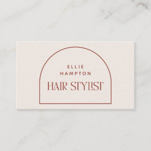 Minimalist Terracotta & Cream Arch Hair Stylist Business Card