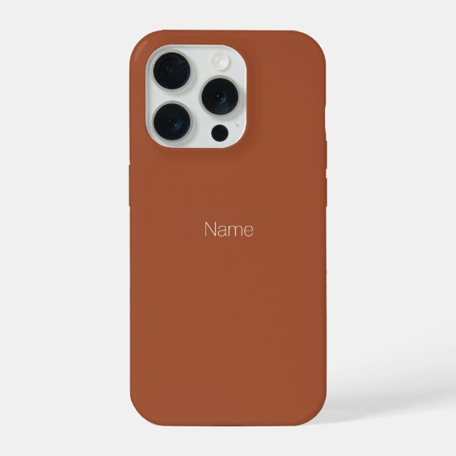 Minimalist terracotta custom name text monogram iPhone case (Back)