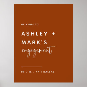 Minimalist Terracotta Engagement Party Welcome Poster