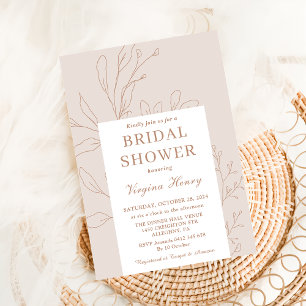 Minimalist Terracotta Floral Elegant Bridal Shower Invitation