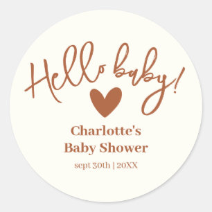 Minimalist Terracotta Gender Neutral Baby Shower Classic Round Sticker