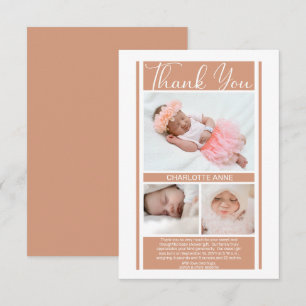 Minimalist Terracotta Girl Baby Shower Thank You Card