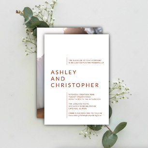 Minimalist Terracotta Isolated Names Photo Wedding Invitation