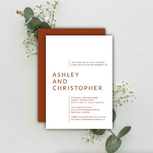 Minimalist Terracotta Isolated Names Wedding Invitation