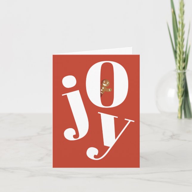 Minimalist Terracotta Joy Gingerbread Christmas Holiday Card (Front)