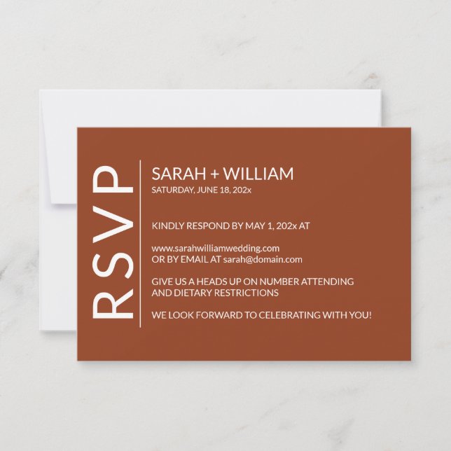 Minimalist Terracotta Modern RSVP Card (Front)