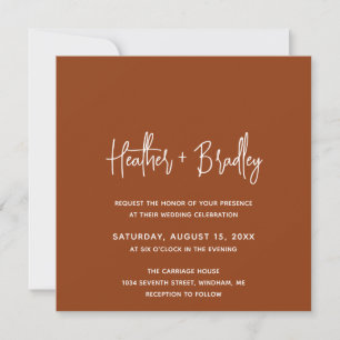 Minimalist Terracotta Modern Wedding Invitation