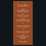 Minimalist Terracotta Modern Wedding Menu<br><div class="desc">Modern boho terracotta / copper wedding menu featuring a simple design with the header in an elegant script typography and your menu in a minimalist sans serif font.  This chic wedding menu works well with any style of wedding.</div>