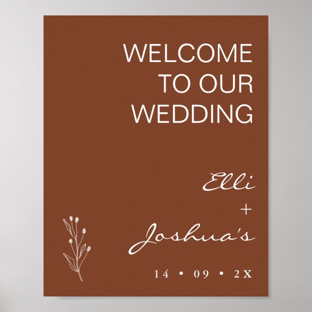Minimalist Terracotta Motif Welcome Wedding Poster (Front)
