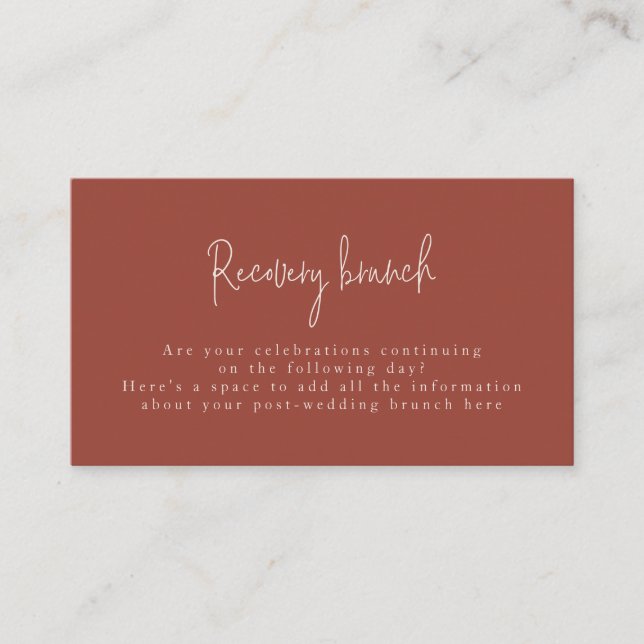 Minimalist Terracotta Recovery Lunch Enclosure Card (Front)