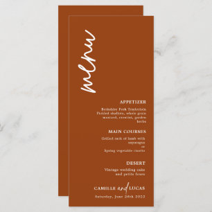 Minimalist Terracotta Rust Wedding  Menu