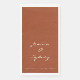 Minimalist Terracotta Script Wedding Custom Napkin