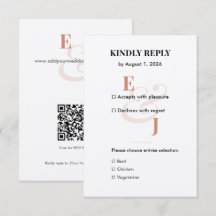 Minimalist Terracotta Small RSVP Card | QR Code