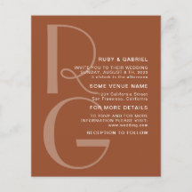 Minimalist Terracotta Typography monogram Wedding 