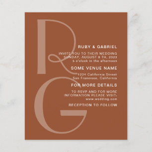 Minimalist Terracotta Typography monogram Wedding Flyer