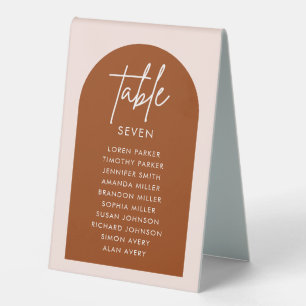 Minimalist Terracotta Wedding Arch Table Numbers