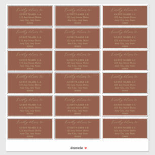 Minimalist Terracotta Wedding Guest Address