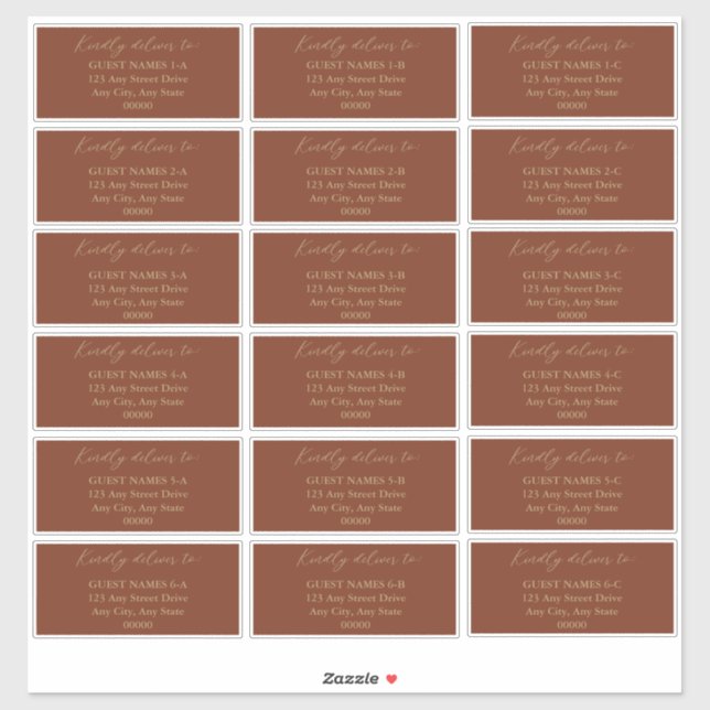 Minimalist Terracotta Wedding Guest Address   (Sheet)