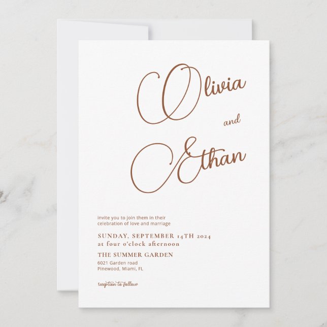 Minimalist Terracotta Wedding Invitation  (Front)