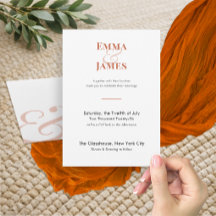 Minimalist Terracotta Wedding Invitation | QR Code