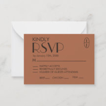 Minimalist Terracotta Wedding RSVP Card with Elega