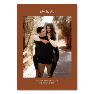 Minimalist Terracotta Wedding Table Number