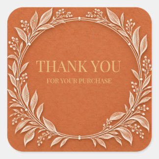 Minimalist Terracotta White Thank You Sticker