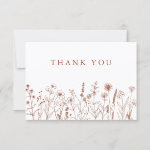 Minimalist Terracotta Wildflower Bridal Shower Thank You Card