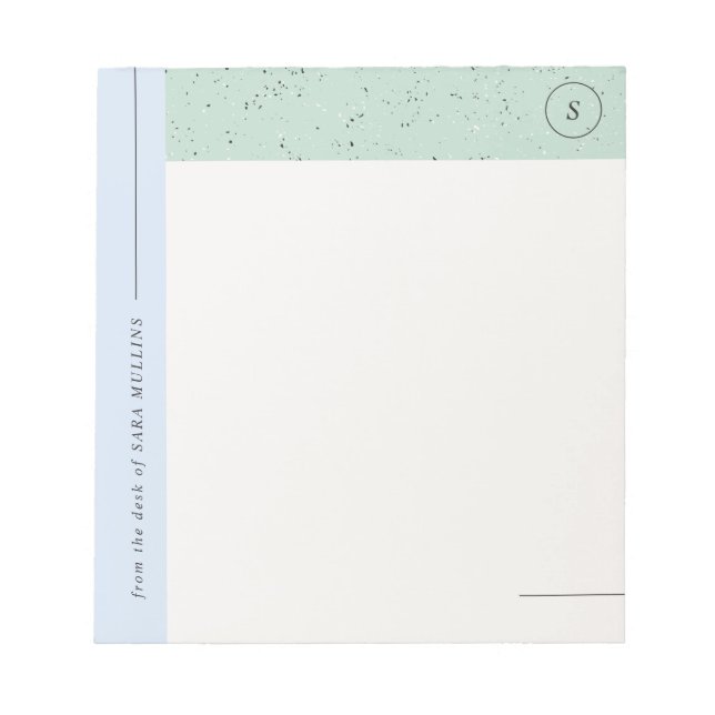 Minimalist Terrazzo Monogram Notepad - Blue (Front)