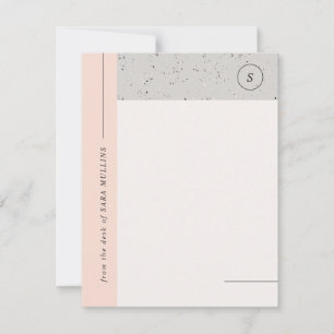 Minimalist Terrazzo Monogram Stationery - Grey Announcement