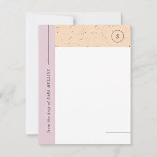 Minimalist Terrazzo Monogram Stationery - Purple Announcement