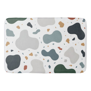 Minimalist Terrazzo Style Custom Fabric, Wallpaper Bath Mat
