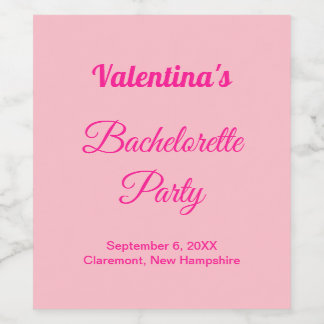 Minimalist Text-Based Pink Bachelorette Party Wine Label
