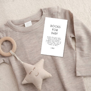 Minimalist Text Black White Books for Baby Shower Enclosure Card