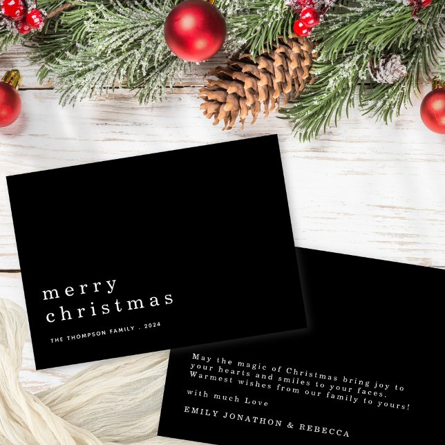 Minimalist Text Black White Merry Christmas Invitation (Available digitally or printed)