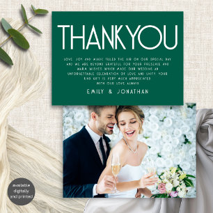 Minimalist Text Emerald Wedding Thank You Card