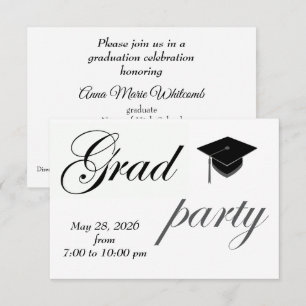 Minimalist Text Graduation Party Invitation