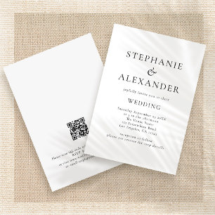 Minimalist Text QR Code Any Colour Wedding Invitation