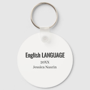 Minimalist Text School Subject  Key Ring