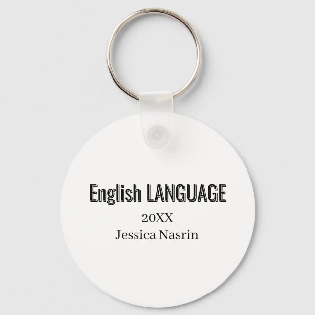 Minimalist Text School Subject  Key Ring (Front)