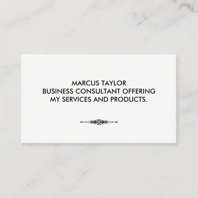 Minimalist Text with Embellished Element Business Card (Front)