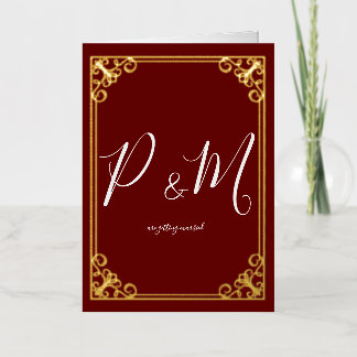 Minimalist Text with Ornate Gold Foil Burgundy Foil Greeting Card