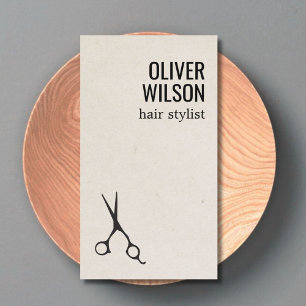 Minimalist Texture Beige Black Bold Hair Salon Business Card