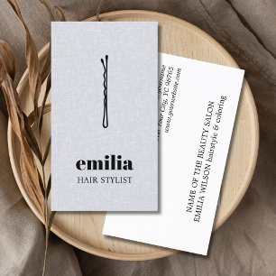 Minimalist Texture Grey Black Hair Pin Salon Business Card